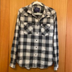 American eagle snap button plaid shirt